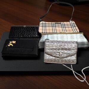 Vintage set of bags 1 faux designer bag, 3 clutches & 1 purse in EUC Party bags